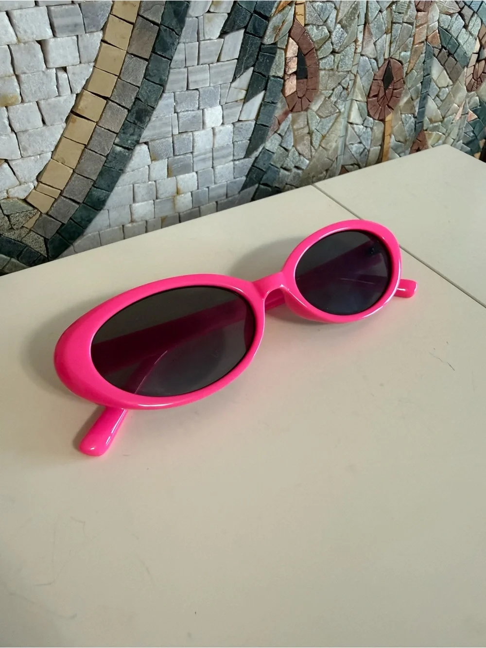 Hot Pink Oval Sunglasses